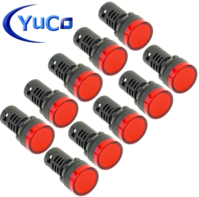 YuCo YC-22R-1 EUROPEAN STANDARD TUV CE LISTED 22MM LED PANEL MOUNT INDICATOR LAMP RED 24V AC/DC