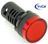 YuCo YC-22R-2 EUROPEAN STANDARD TUV CE LISTED 22MM LED PANEL MOUNT INDICATOR LAMP RED 120V AC/DC