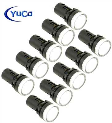 YuCo YC-22W-2 EUROPEAN STANDARD TUV CE LISTED 22MM LED PANEL MOUNT INDICATOR LAMP WHITE 120V AC/DC