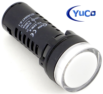 YuCo YC-22W-5 EUROPEAN STANDARD TUV CE LISTED 22MM LED PANEL MOUNT INDICATOR LAMP WHITE 480V AC