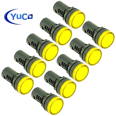 YuCo YC-22Y-6 EUROPEAN STANDARD CE LISTED 22MM LED PANEL MOUNT INDICATOR LAMP YELLOW 12V AC/DC