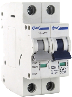 YC-50-1D-AST-1 YuCo CIRCUIT BREAKER 1P 50A 120/277V D CURVE 24V SHUNT  TUV CERTIFICATED UL 1077 CSA C22.2