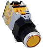 Yuco 22mm Illuminated Flush Push Button - Maintained - 24V AC/DC - Yellow