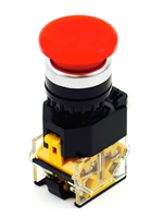 YC-P22PMO-M35 PBC-P22PMO-M35 22MM PUSH BUTTON RED MOMENTARY 35MM MUSHROOM . INCLUDED 1NO/1NC CONTACT BLOCK.