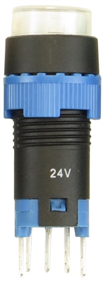 YuCo YC-PB-12I-MOM-W-1 12mm Round Illuminated 5-Pin Push Button - Momentary - 24V AC/DC - White