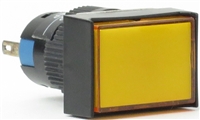 YuCo YC-PLI-16T-JY-6 16mm Illuminated 2-Pin Pilot Light - Rectangular - 12V AC/DC - Yellow