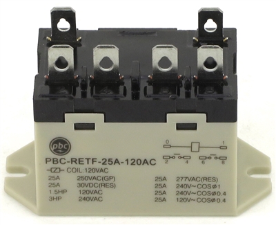 PBC-RETF-25A-120VAC YC-RETF-25A-2 PBC-RETF-25A-120AC 2NO GENERAL PURPOSE RELAY TOP FLANGE MOUNT CONTACT FORM 2P 25AMP 120V-COIL 2 NORMALLY OPEN