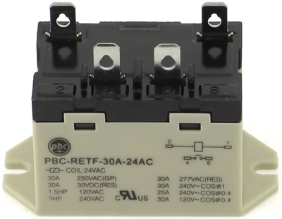 YC-RETF-30A-1 PBC-RETF-30A-24AC GENERAL PURPOSE RELAY TOP FLANGE MOUNT CONTACT FORM 30AMP 24V-COIL