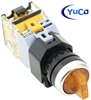 YC-SS22PMA-I3Y-6 22mm 3 POSITION MAINTAINED YELLOW ILLUMINATED SELECTOR SWITCH 12V AC/DC.INCLUDED 2/NO CONTACT BLOCK. (YOU CAN CHANGE THE VOLTAGE TO 24V, 120V OR 220V)