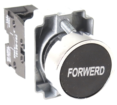 YC-XB2-BA21-FORWARD DIRECT REPLACEMENT FITS TELEMECANIQUE 22MM DOWN BLACK  FLUSH PUSH BUTTON WITH 1NO/1NC CONTACT BLOCK (YOU CAN ADD OR CHANGE THE CONTACT BLOCKS TO 2NC OR 2 NO)