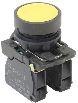 YC-XB5-AA51-11 YC-PB-XB5-AA51 REPLACEMENT FITS TELEMECANIQUE XB5AA51YELLOW PUSH BUTTON  MOMENTARY 1NO/1NC ZBE101,ZBE102,PLASTIC