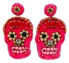 Seed Bead Sugar Skull Earrings