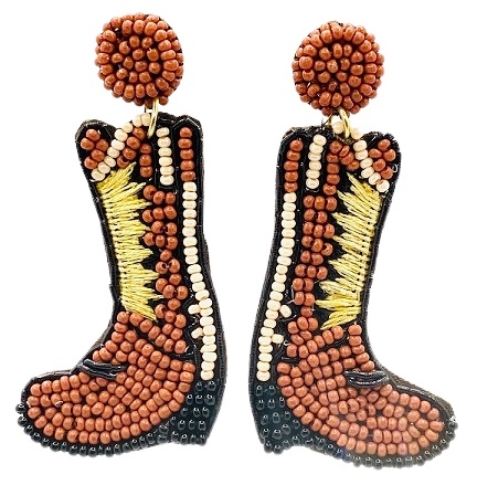 Seed Bead Cowboy Boot Earrings