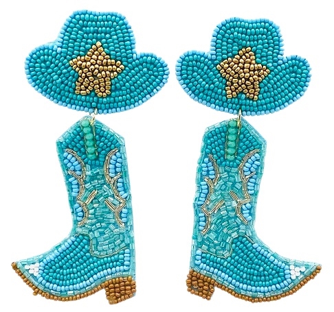Seed Bead Cowboy Boot Earrings