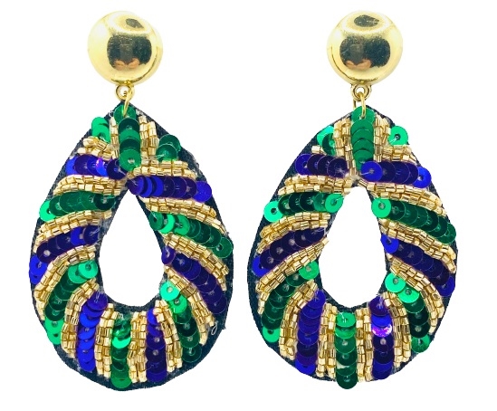 Sequin Mardi Gras Teardrop