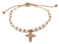 Pearl Cross Slider Bracelet