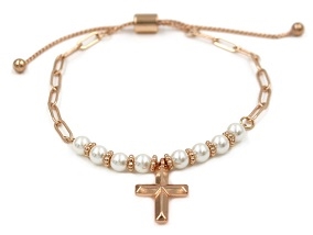 Pearl Cross Slider Bracelet