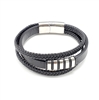 Men's Leather & Stainless Steel Bracelet