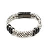 Men's Leather & Stainless Steel Bracelet