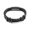 Men's Leather & Stainless Steel Bracelet