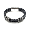 Men's Leather & Stainless Steel Bracelet