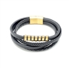 Men's Leather & Stainless Steel Bracelet