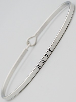 Hope Engraved Metal Wire Hook Bangle Bracelets