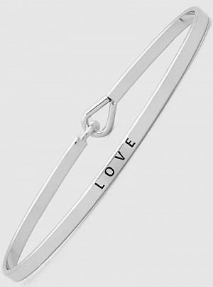 Love Engraved Metal Wire Hook Bangle Bracelets