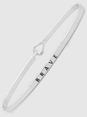 Brave Engraved Metal Wire Hook Bangle Bracelets