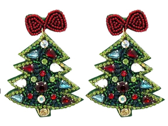 Seed Bead Christmas Earrings