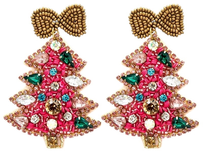 Seed Bead Christmas Earrings