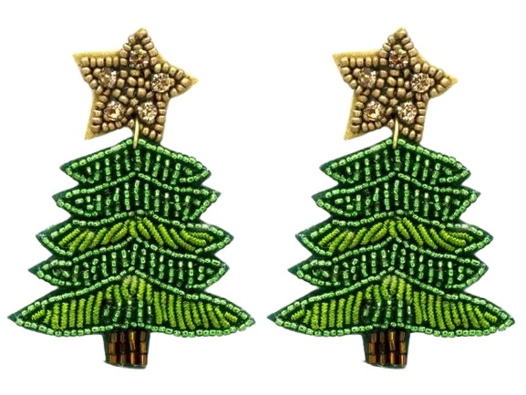 Seed Bead Christmas Earrings