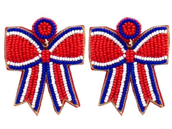 Mississippi Bow Seed Bead Earrings