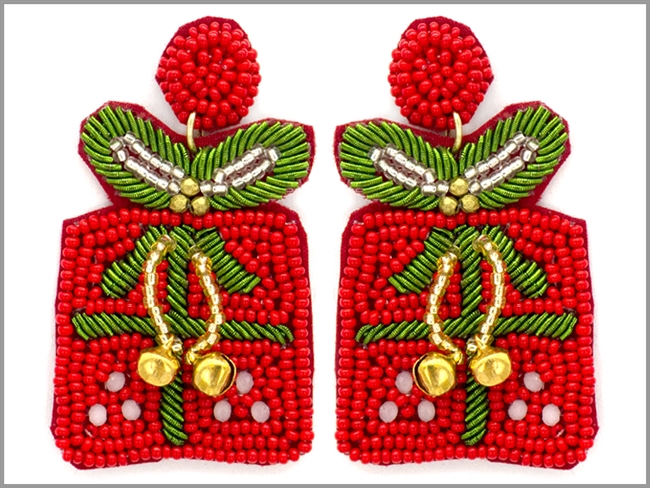 Seed Bead Christmas Earrings