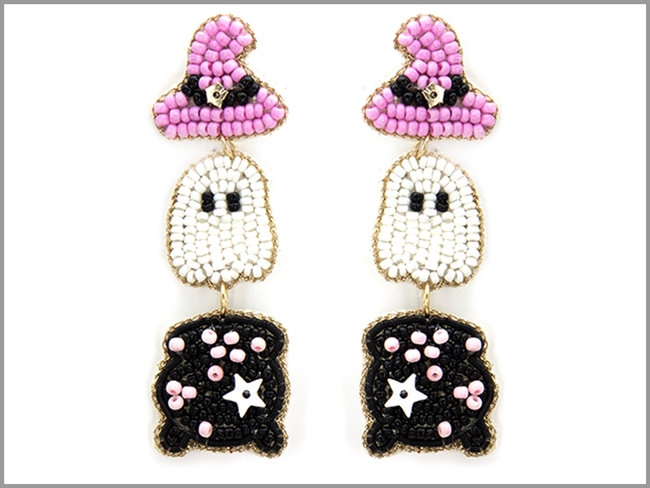 Ghost Seed Bead Earrings