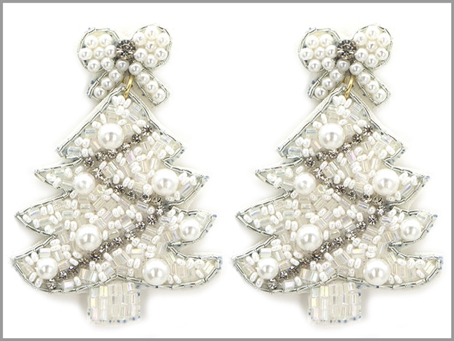 Seed Bead Christmas Tree Earrings