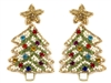 Seed Bead Christmas Earrings W/Pave Bow