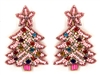 Seed Bead Christmas Earrings W/Pave Bow