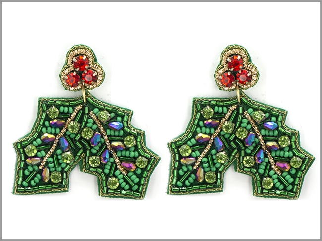 Holly Seed Bead Earrings