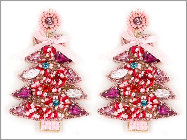 Seed Bead Christmas Tree Earrings