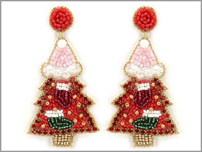 Seed Bead Christmas Tree Earrings