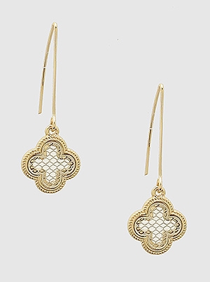 Quatrefoil Wire Drop Earrings