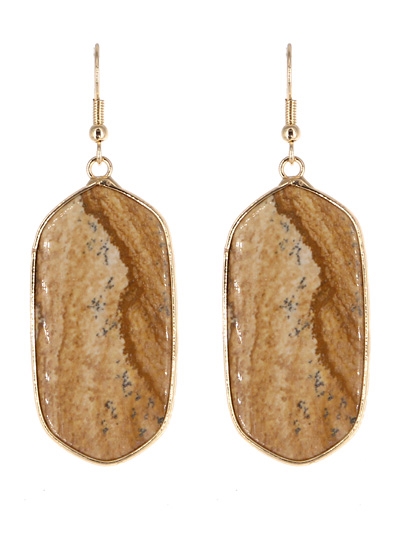 Semi Precious Stone Fish Hook Earrings