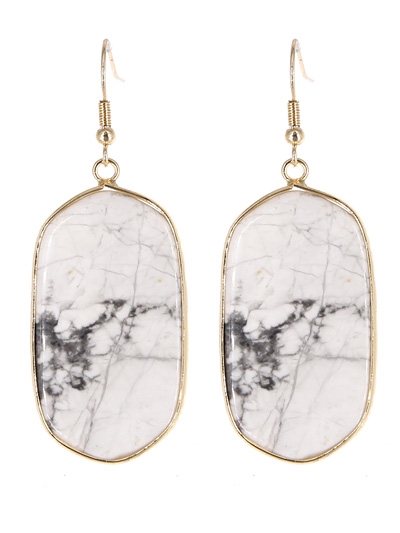 Semi Precious Stone Fish Hook Earrings