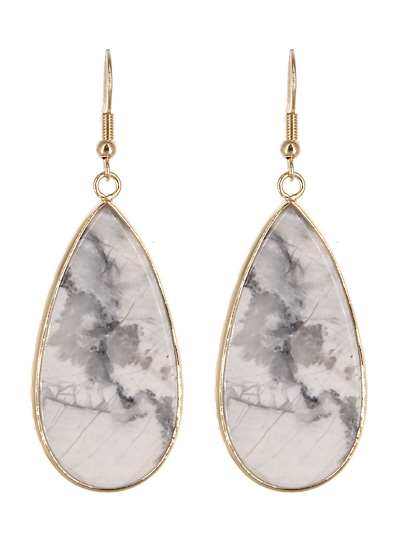Semi Precious Stone Fish Hook Earrings