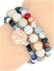 3 Piece Stone Stretch Bracelet W/ Coin