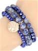 3 Piece Stone Stretch Bracelet W/ Coin