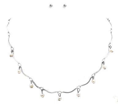 Wavy Chain Pearl Necklace