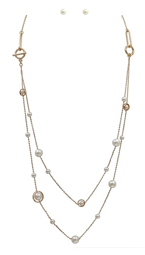 Layered Pearl Station Necklace