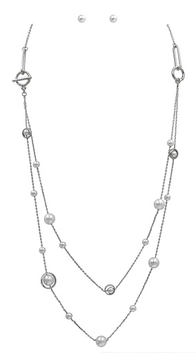Layered Pearl Station Necklace